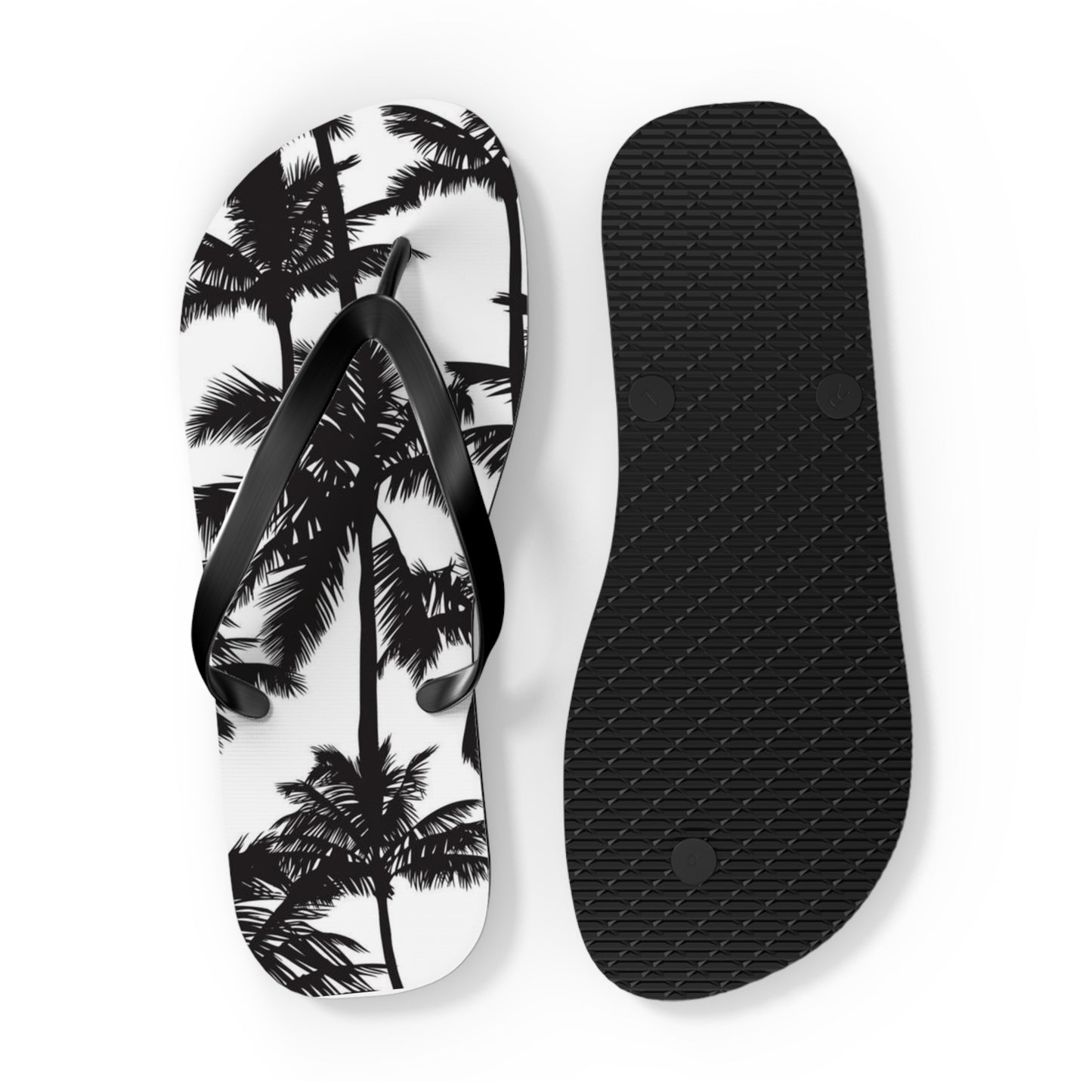 Black And White Palm Trees Sandals Summer Flip Flops Slides BRAND NEW