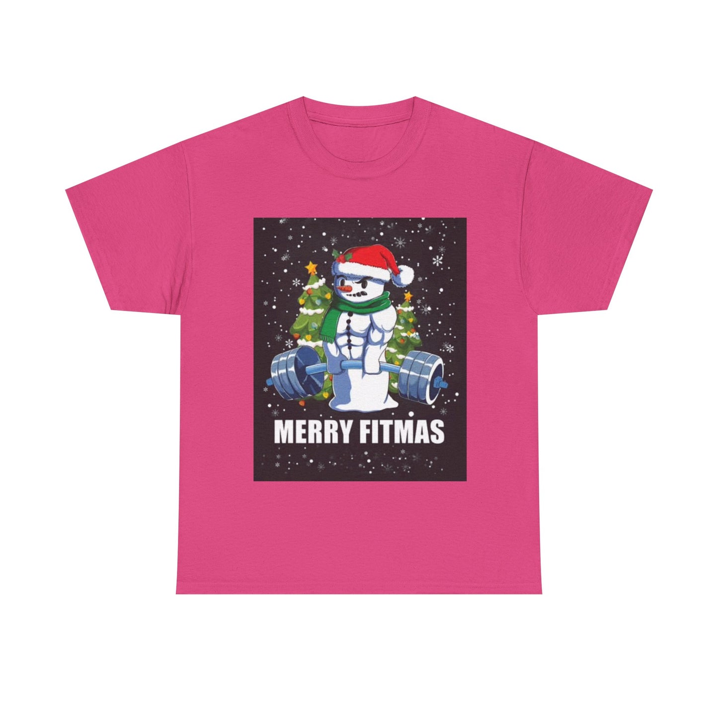 Merry Fitmas Shirt Funny Gym Snowman Christmas Gym Unisex Heavy Cotton Tee