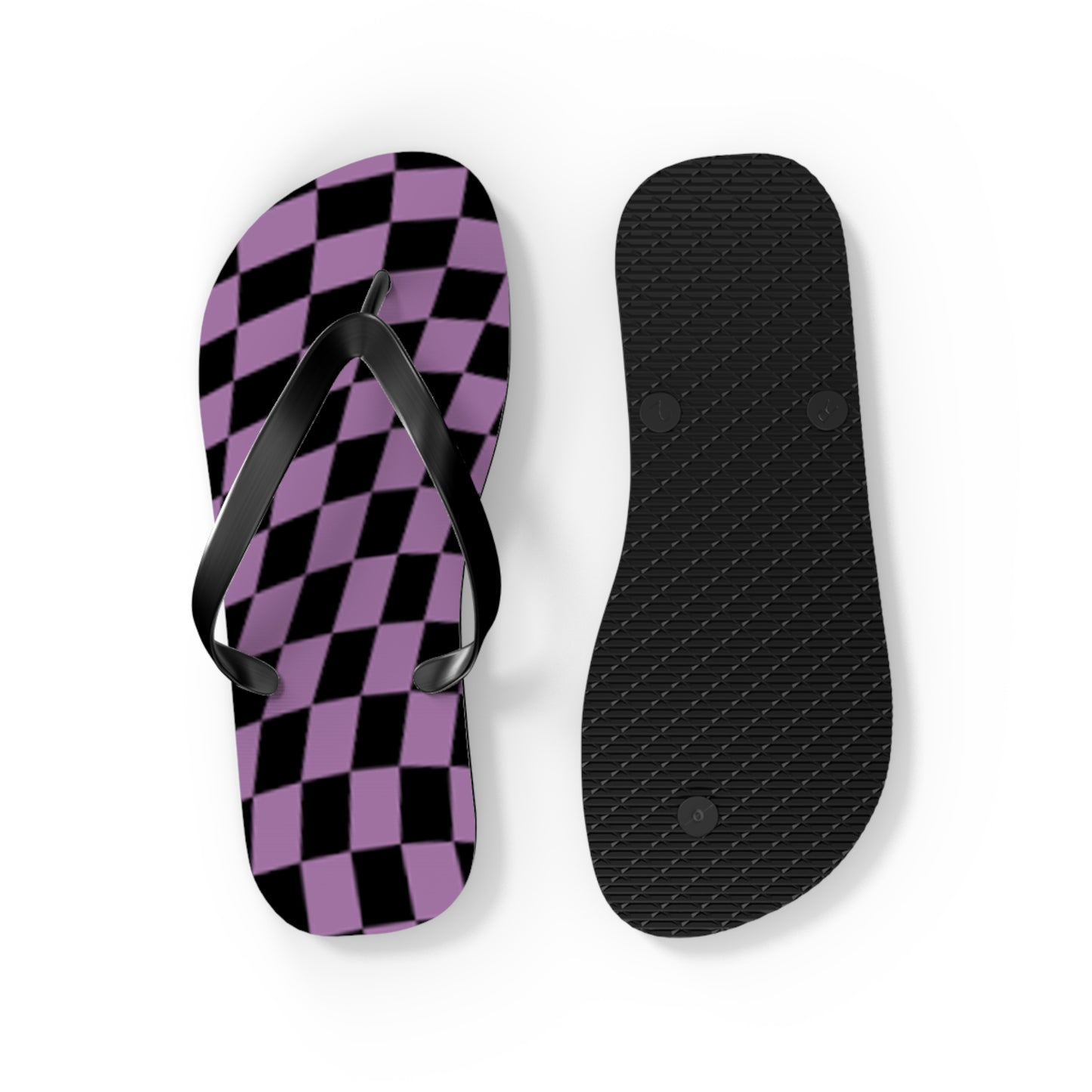 Purple Checkered Sandals, Beach Shoes, Vacation Flip Flops, Pool Slides