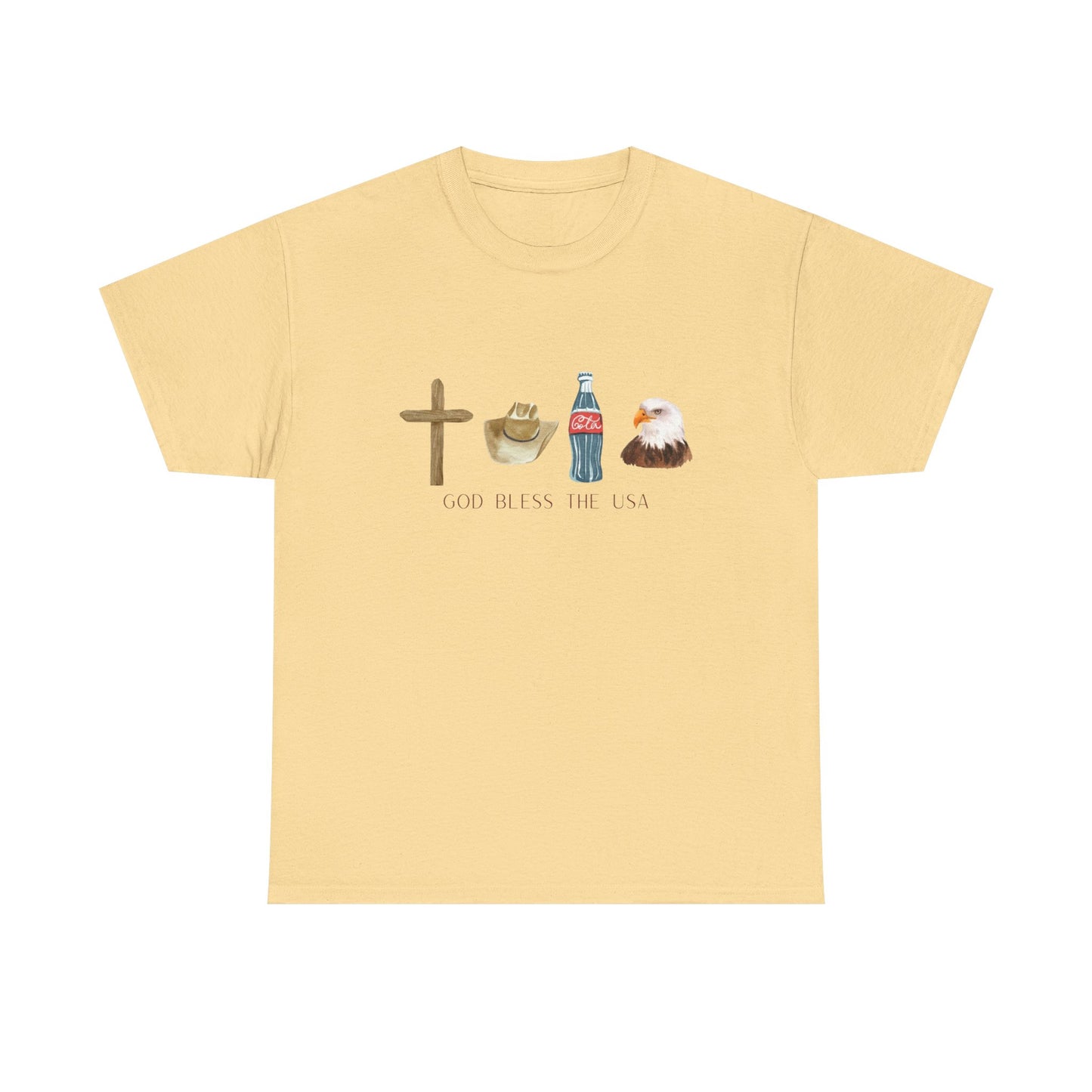God Bless The USA T Shirt Graphic Men's Heavy Cotton Tee