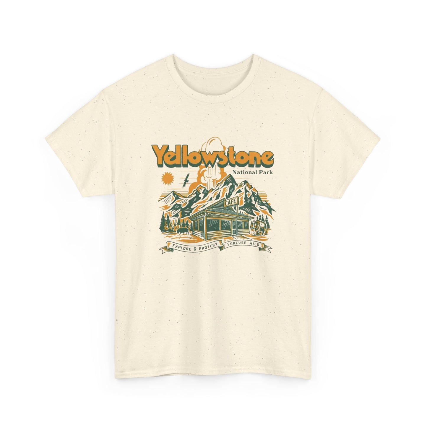 Yellowstone National Park Retro Graphic T Shirt Unisex Heavy Cotton Tee
