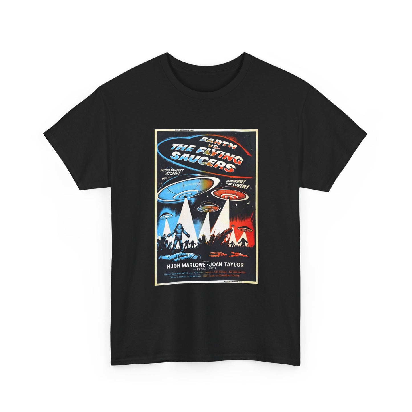 Earth vs Flying Saucers Tshirt Vintage Movie Poster Unisex Heavy Cotton Tee