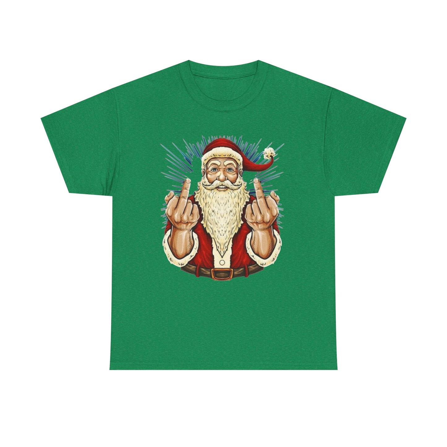 Funny Bad Santa Middle Finger Christmas Graphic T Shirt NEW ADULT