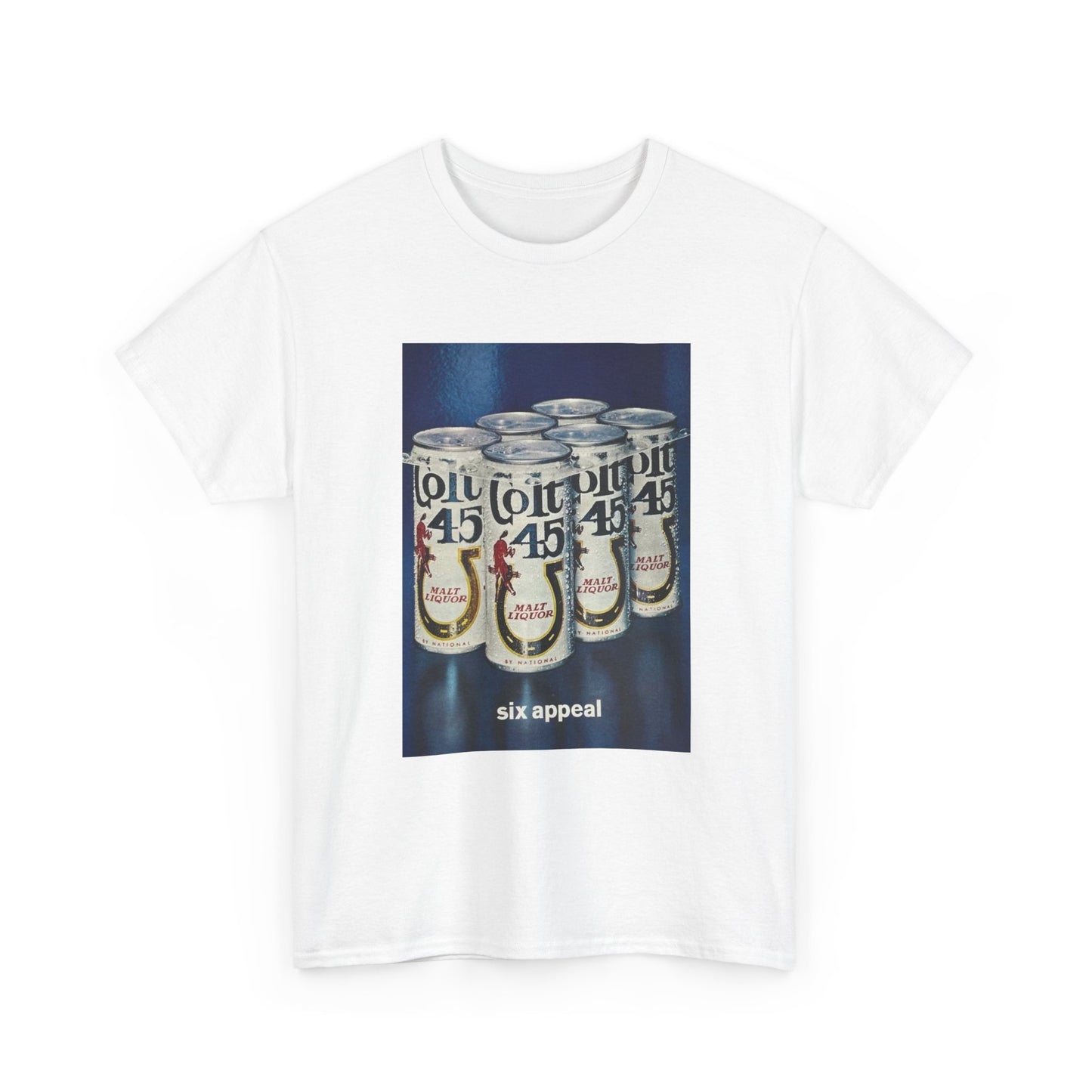 Colt 45 Poster Tshirt Funny It Works Everytime AD Beer Malt Unisex Heavy Comedy