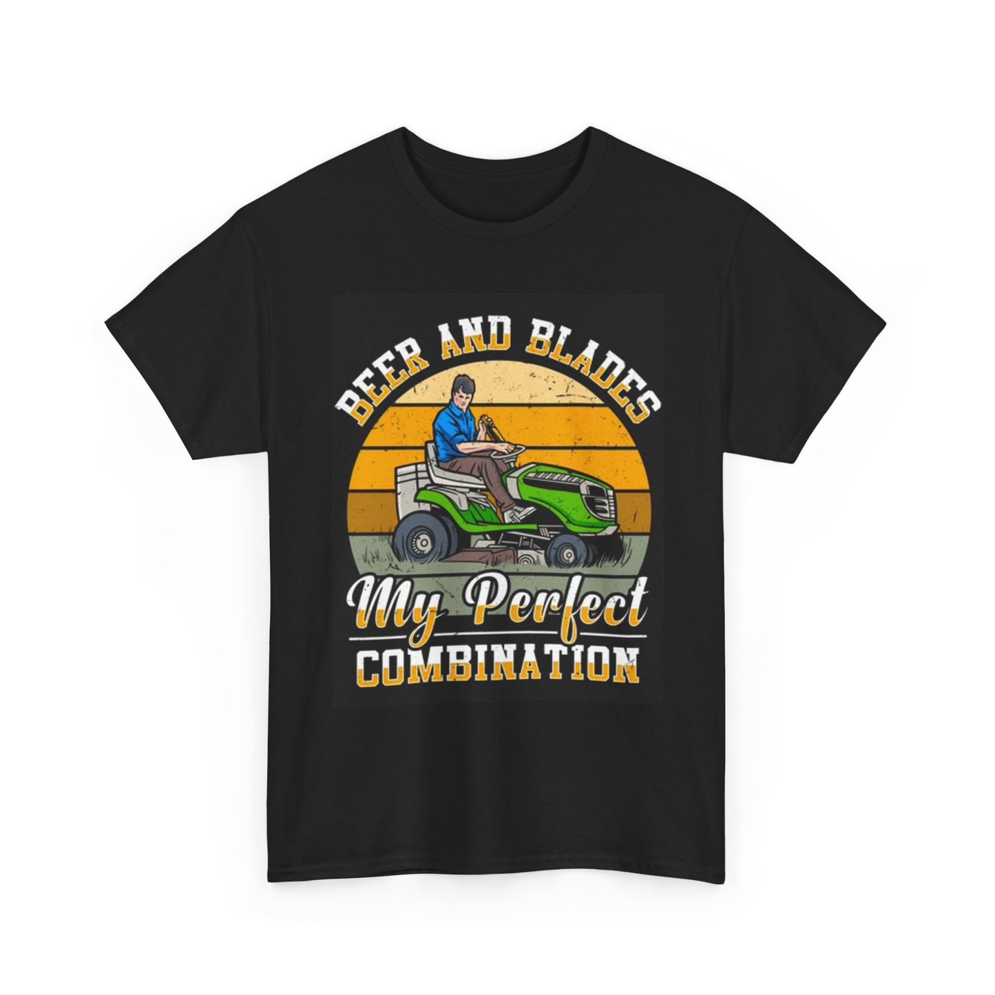 Beers And Blades T Shirt Funny Lawn Care Graphic DAD Unisex Heavy Cotton Tee