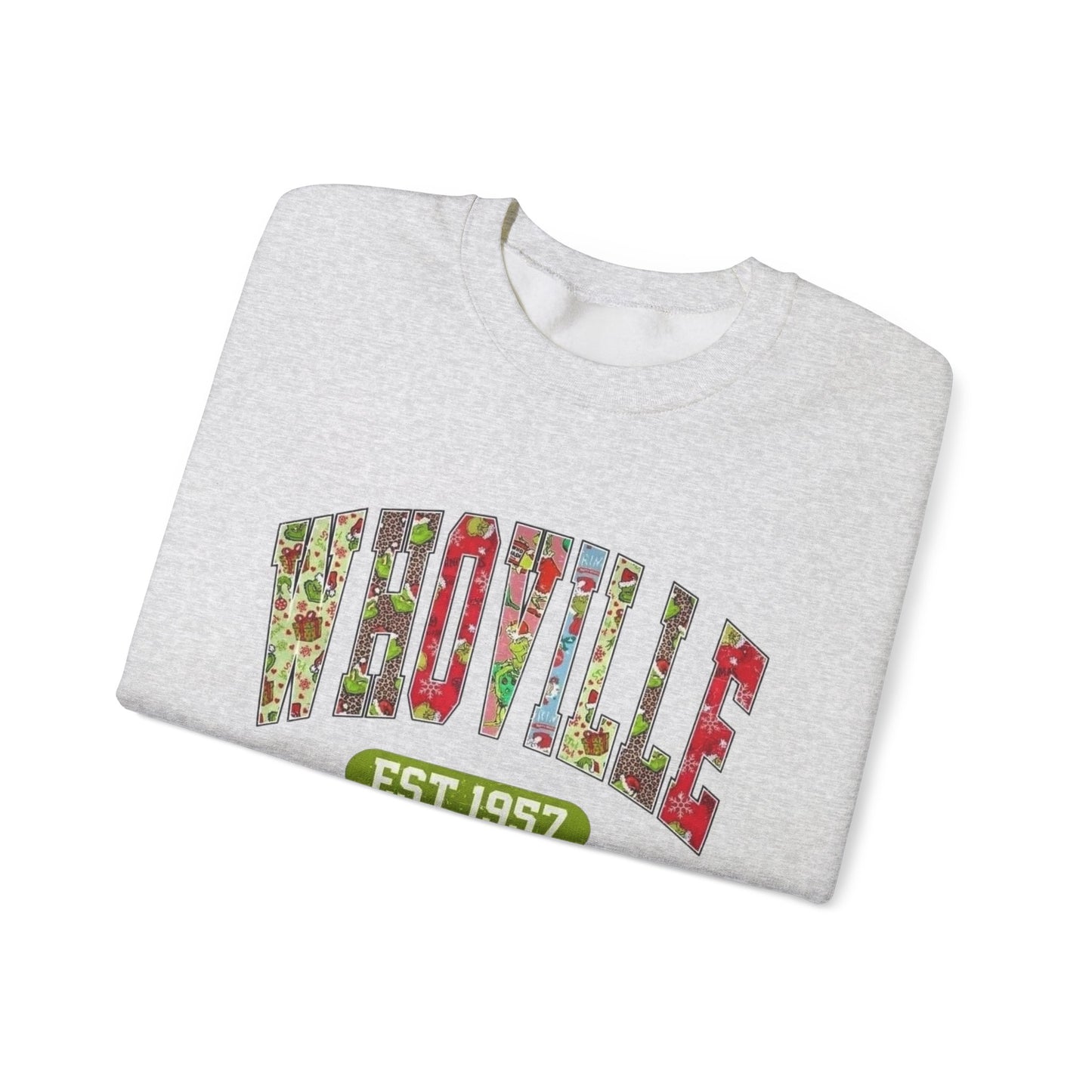 Whoville Graphic Grinch Christmas Sweater NEW Heavy Blend™ Crewneck Sweatshirt