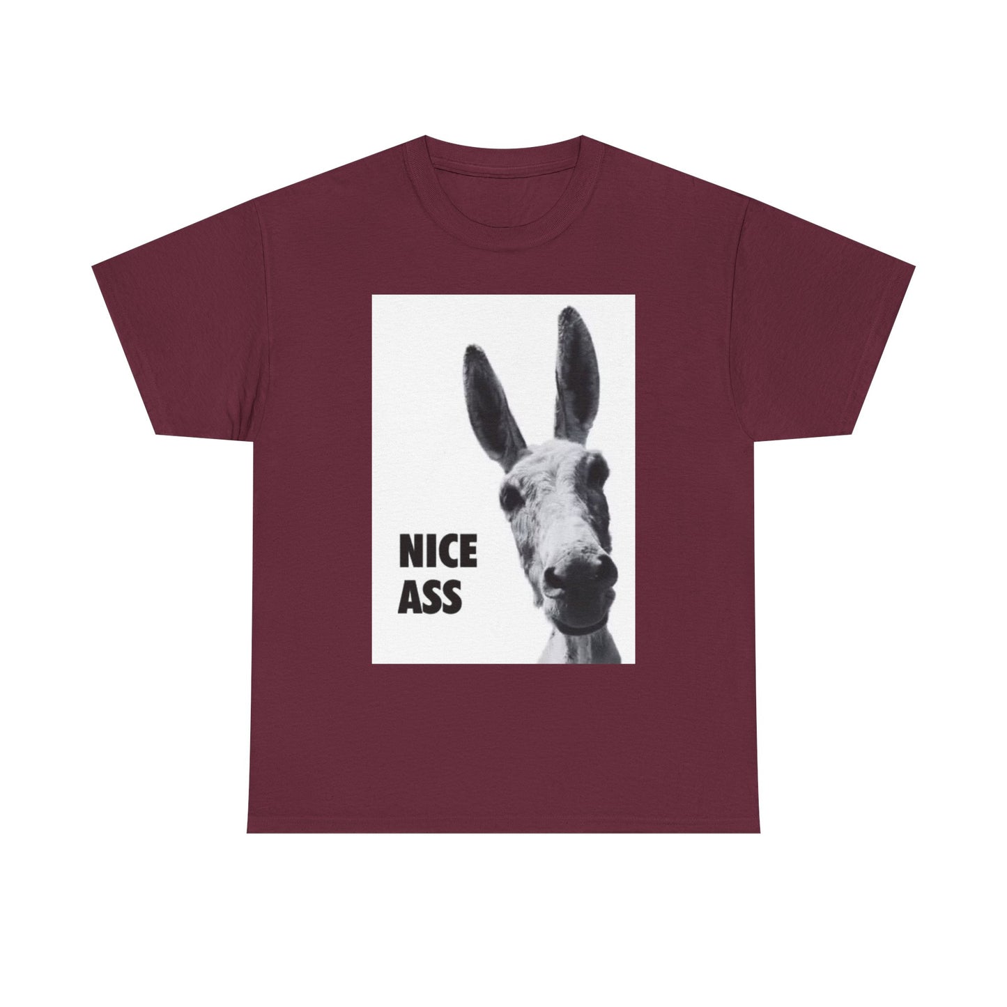 Nice Ass T Shirt Funny Donkey Animal Jokes Comedy Gift Unisex Heavy Cotton Tee