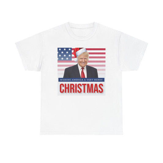 Trump Merry Christmas T Shirt Funny Holidays Graphic Unisex American Flag