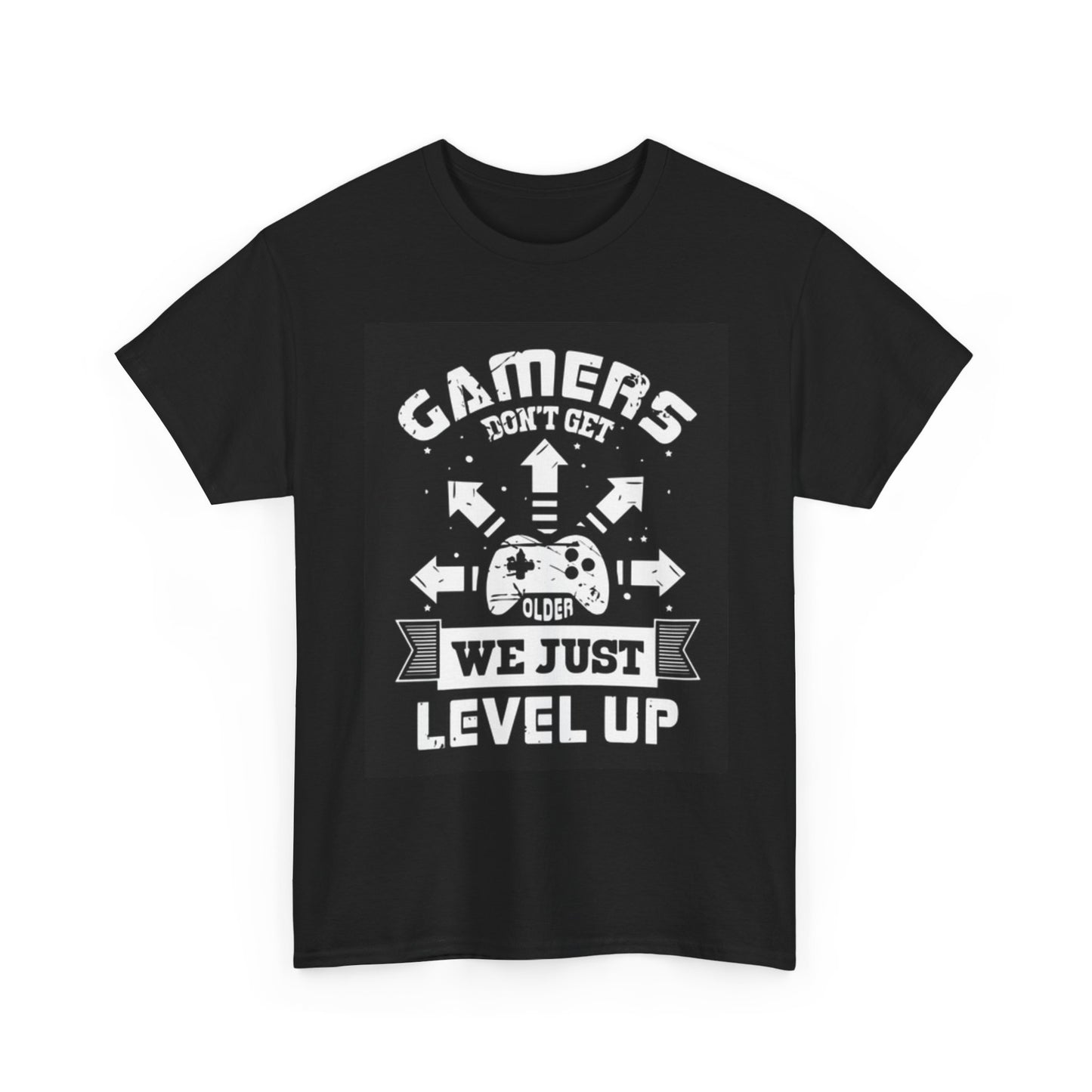 Gamers Level Up Graphic T Shirt Funny Unisex Heavy Cotton Tee