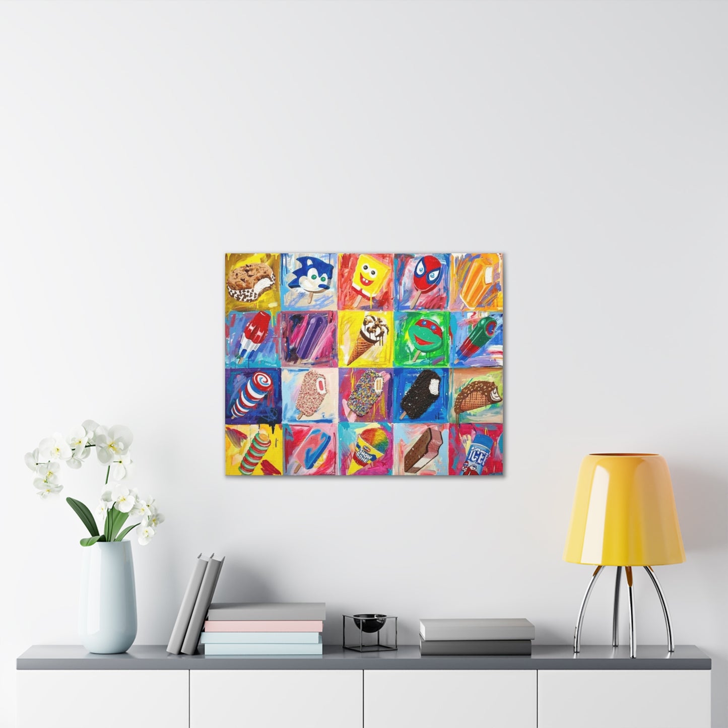 90s Kids Ice cream Painting Ice Cream Truck Retro Vintage Art Nostalgic Canvas