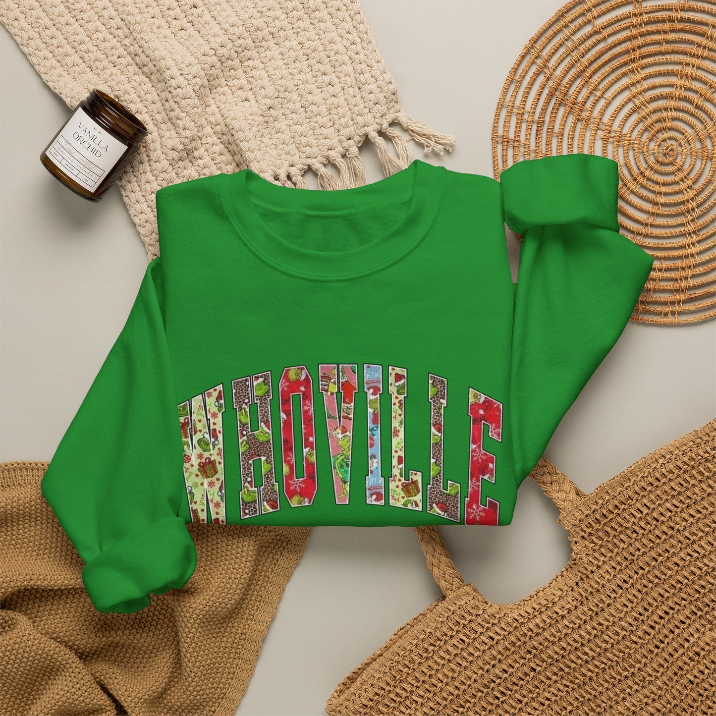 Whoville Graphic Grinch Christmas Sweater NEW Heavy Blend™ Crewneck Sweatshirt