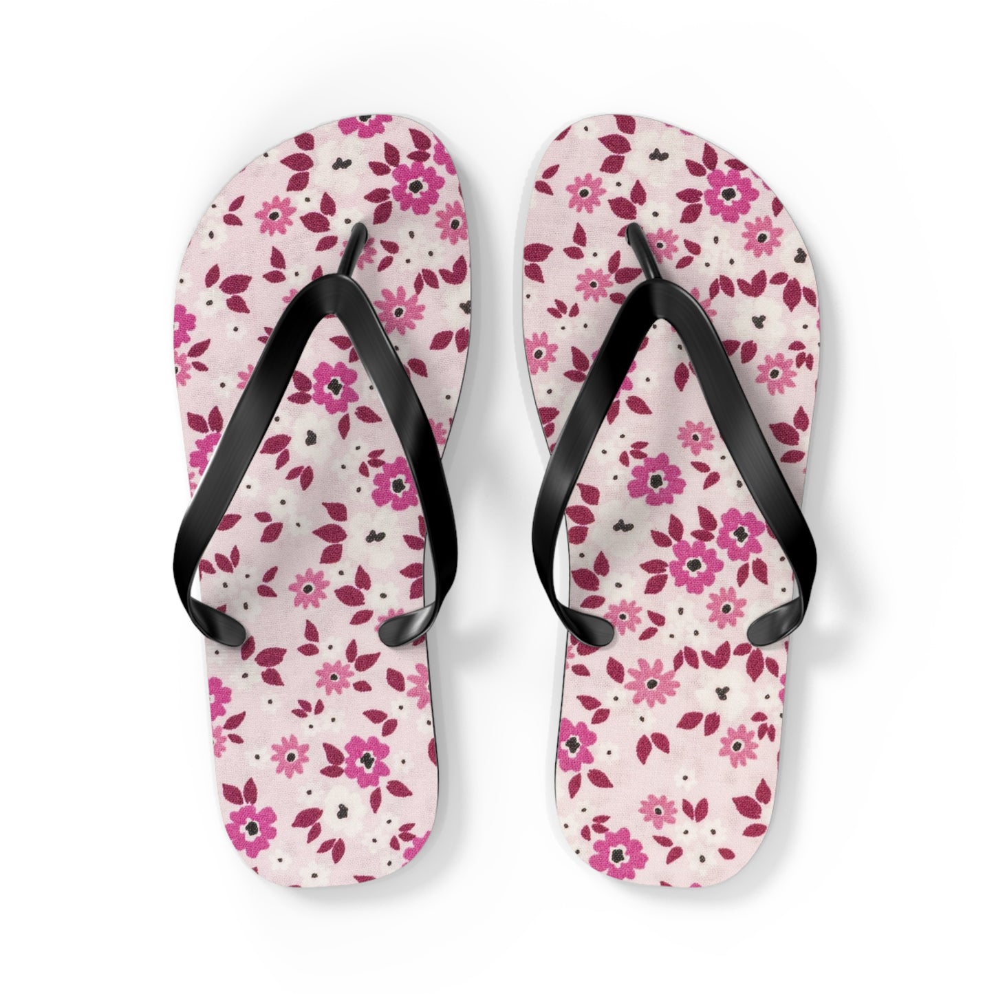 Waves And Sun Sandals Red And Pink Flowers Summer Flip Flops Slides BRAND NEW