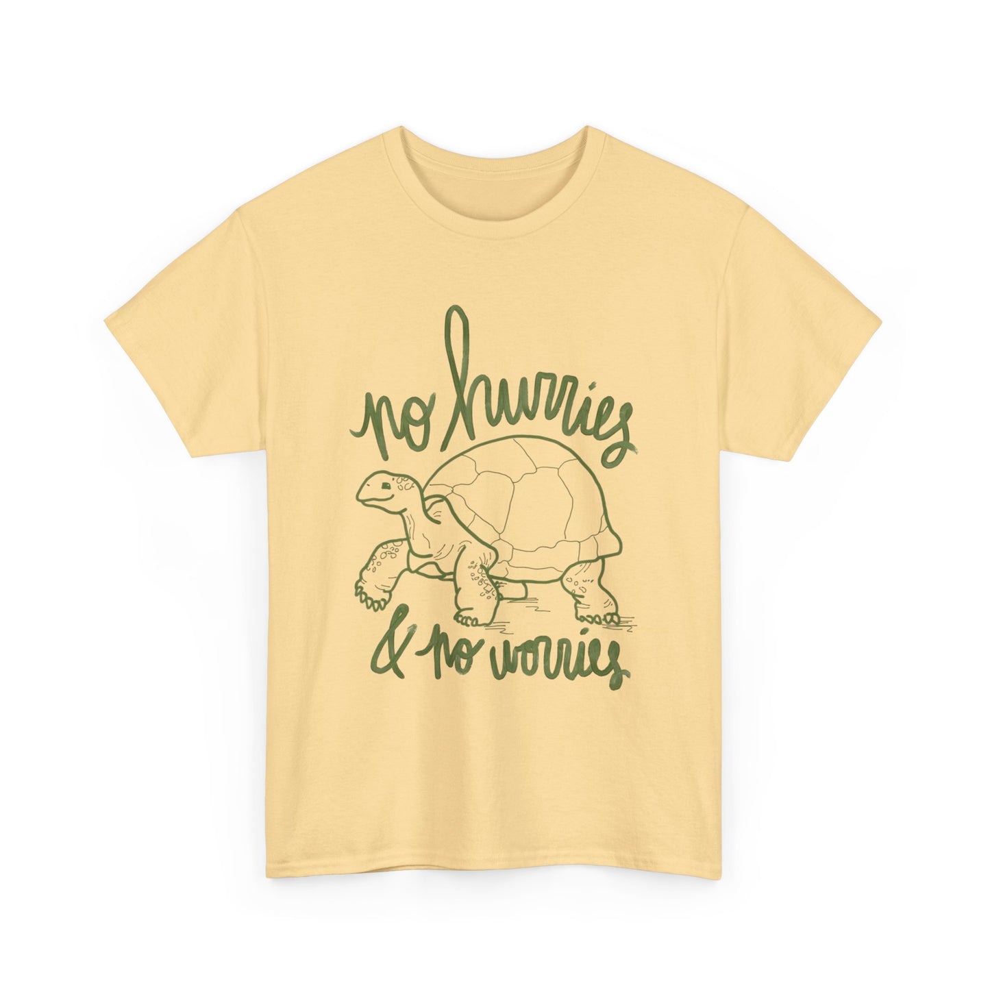 No Hurries No Worries Turtle Graphic T Shirt Unisex Heavy Cotton Tee