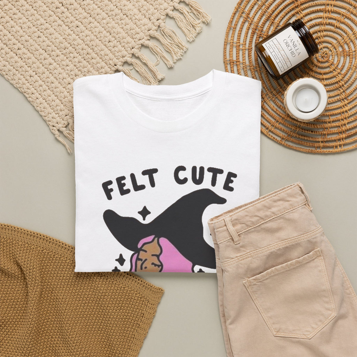 Funny Witch Graphic T Shirt Women's Felt Cute Jokes Heavy Cotton Tee