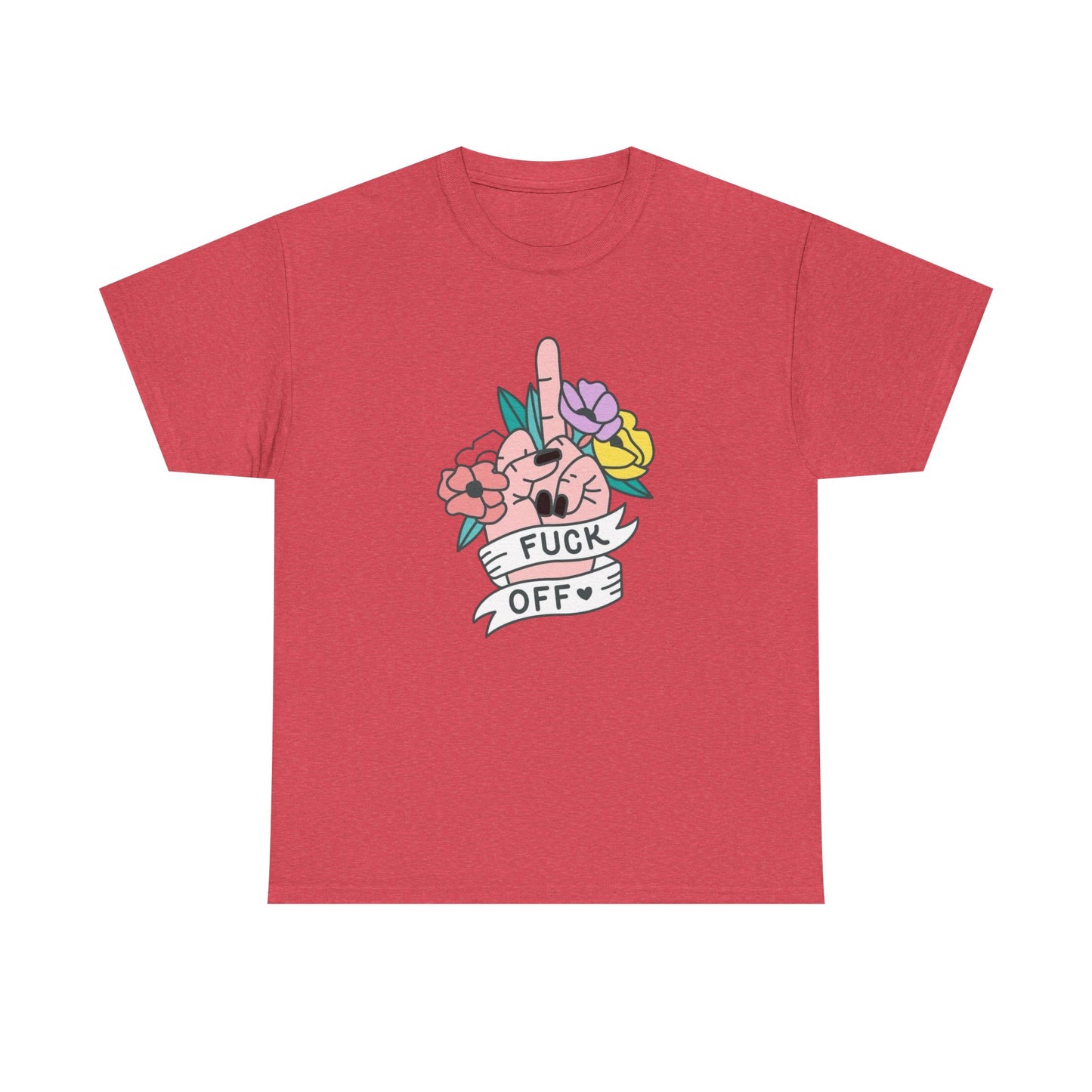 Flowers Middle Finger T Shirt Graphic Unisex Heavy Cotton Tee NEW GIFT