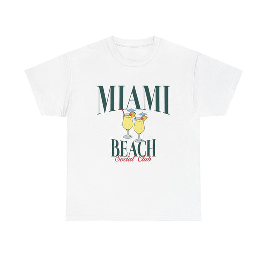 Miami Beach Social Club Graphic T Shirt Men's Vintage Heavy Cotton Tee