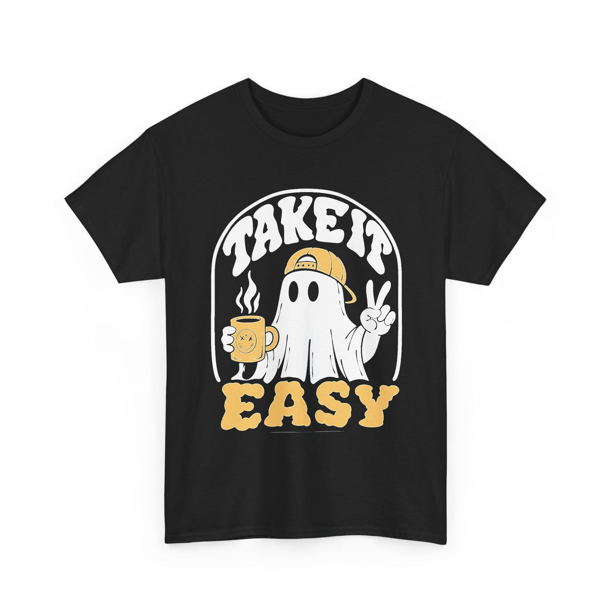 Take It Easy Ghost Graphic T Shirt Men's Heavy Cotton Tee