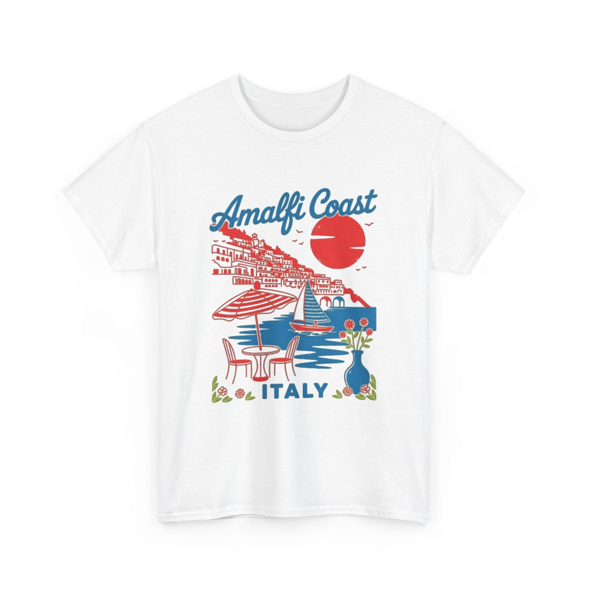 Amalfi Coast Italy Travel Poster Design T-Shirt Men's Graphic Tee