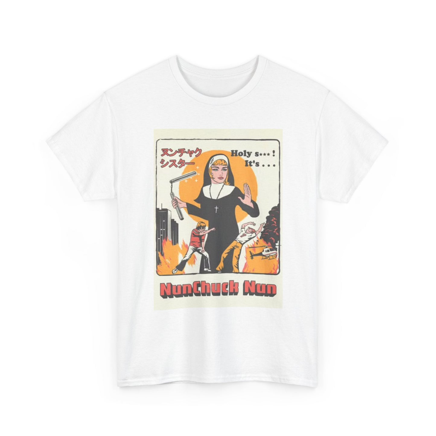Nun Chuck Nun Karate Funny Graphic T Shirt Vintage Unisex Heavy Cotton Tee