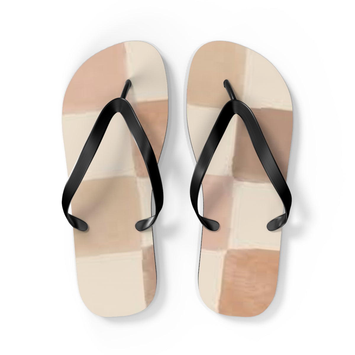Tan Checkered Sandals, Beach Shoes, Vacation Flip Flops, Pool Slides