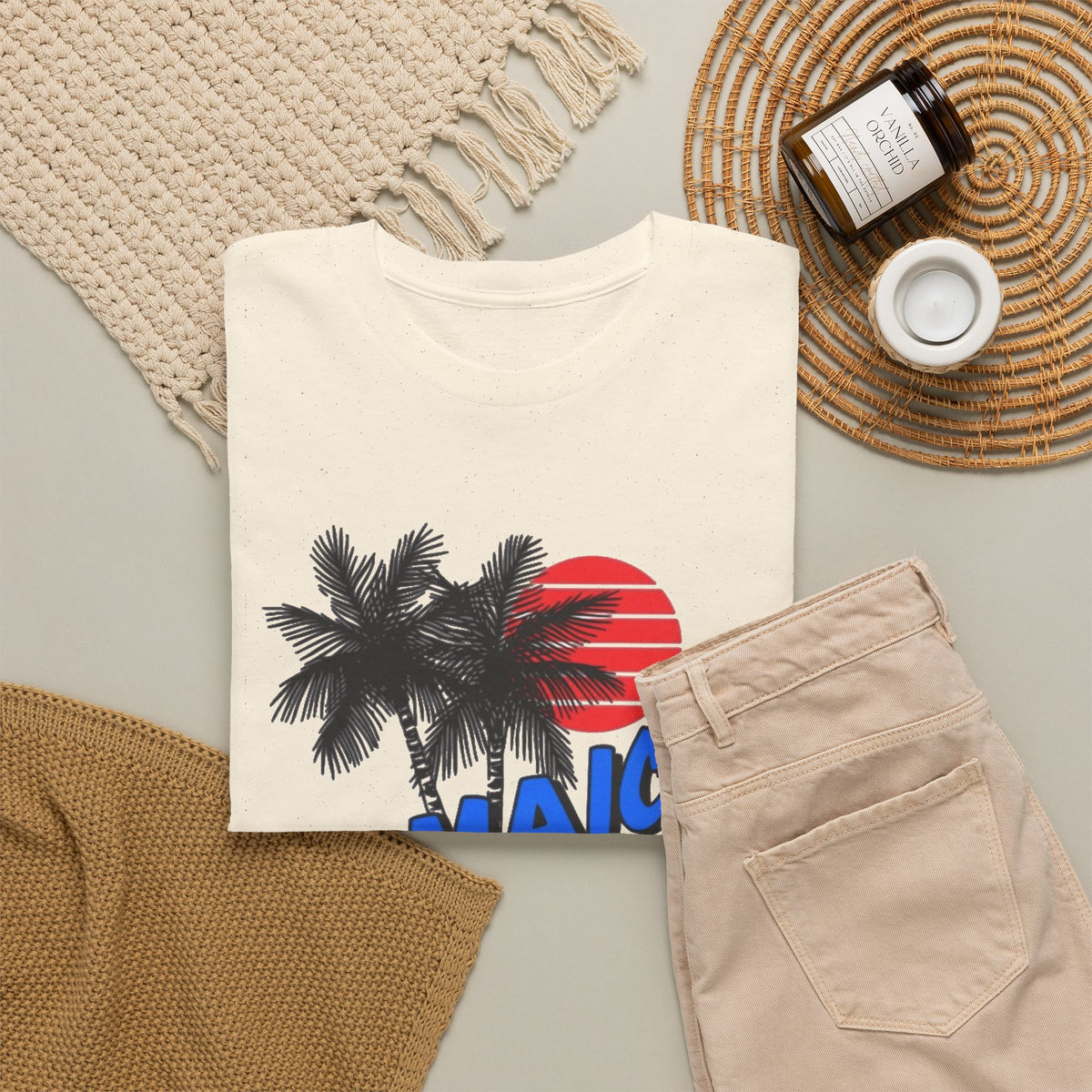 Jamaica Graphic T Shirt Men's Tropical Beach Retro Heavy Cotton Tee
