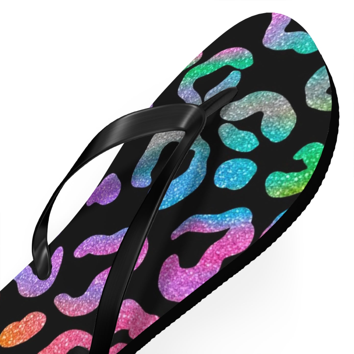 Glitter Cheetah Beach Sandals, Slides for Summer, Flip Flops, Water Resistant