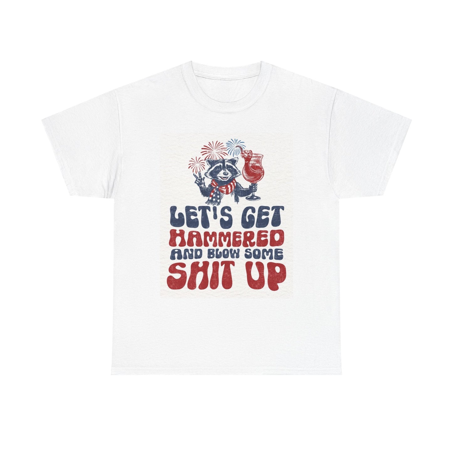 Lets Get Hammered July 4th Graphic T Shirt Vintage Funny Retro Heavy Cotton Tee