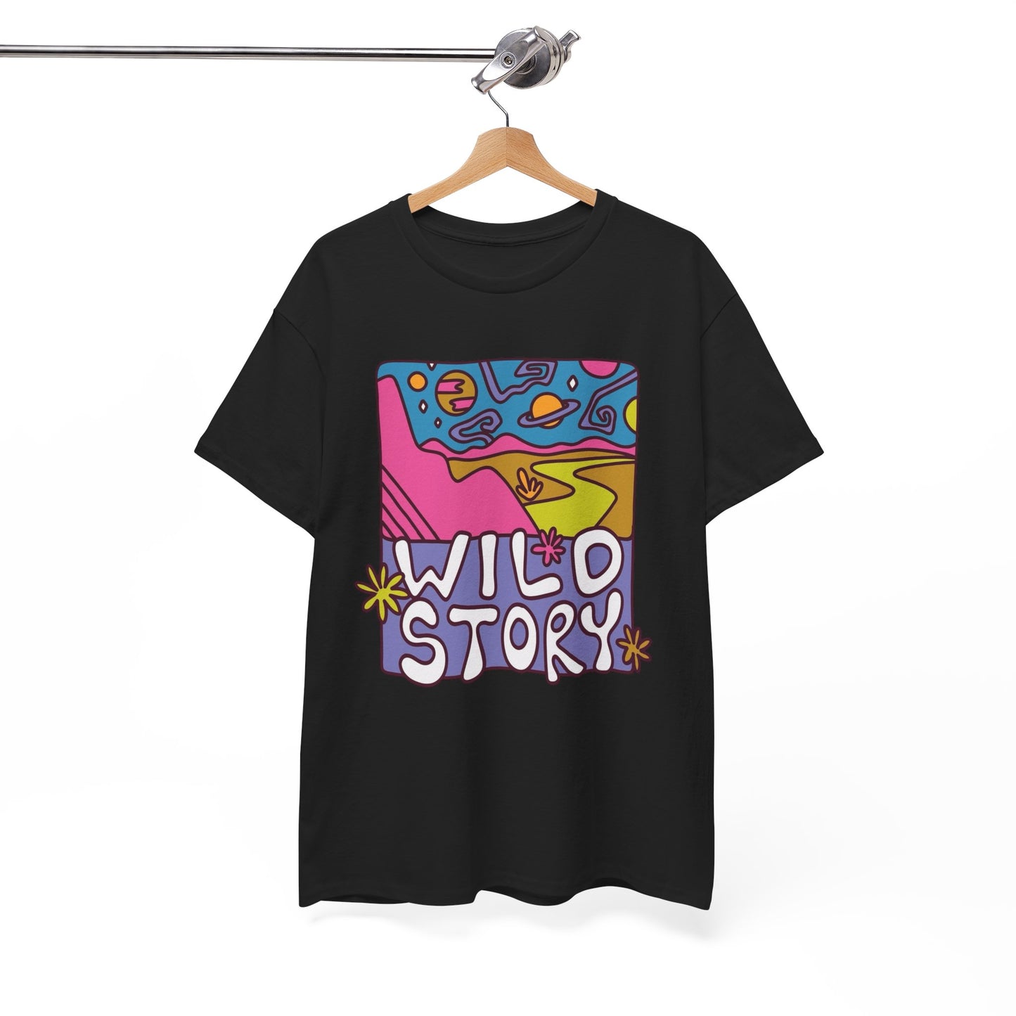 Wild Story Retro Trippy Graphic T Shirt Heavy Cotton Tee NEW ADULT UNISEX