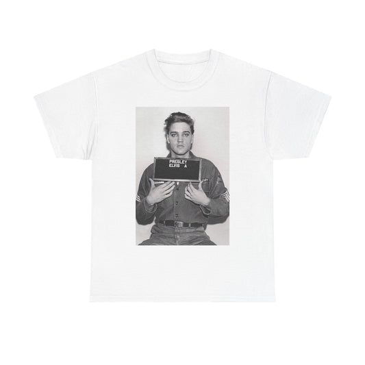 Elvis Presley music rock classics vintage mugshot Heavy Cotton Tee