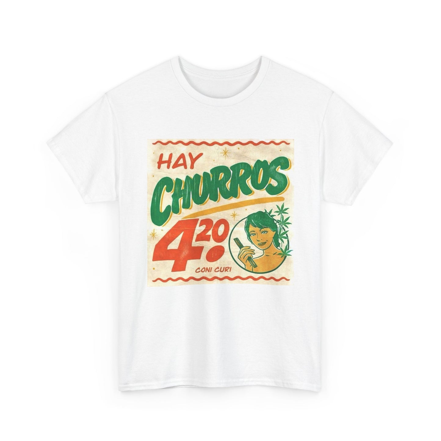 Hay Churros Funny Weed Vintage Graphic T Shirt Unisex Heavy Cotton Tee Gift