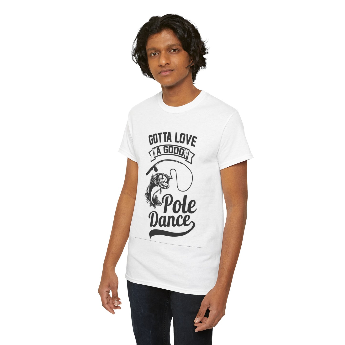 Funny Pole Dancing Fishing Graphic T Shirt Men's Heavy Cotton Tee