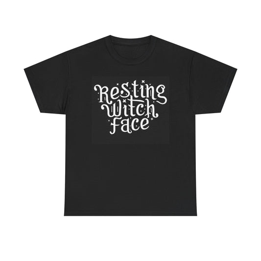Resting Witch Face Graphic T Shirt Funny Halloween Jokes Unisex Heavy Cotton Tee
