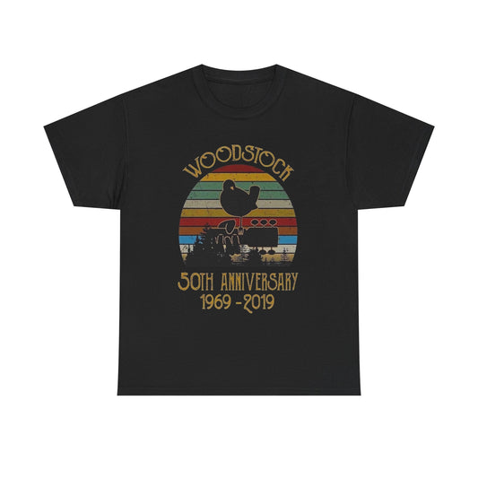 Woodstock 50th Anniversary Graphic T Shirt Unisex Heavy Cotton Tee