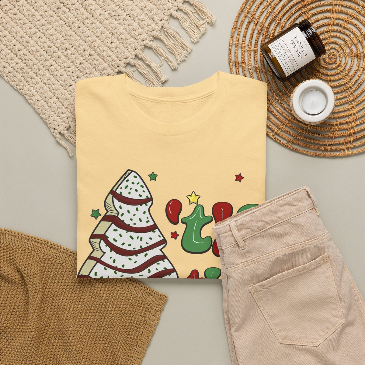 Tis the Season Christmas Tree T-Shirt Men's Graphic Tee Funny Cakes