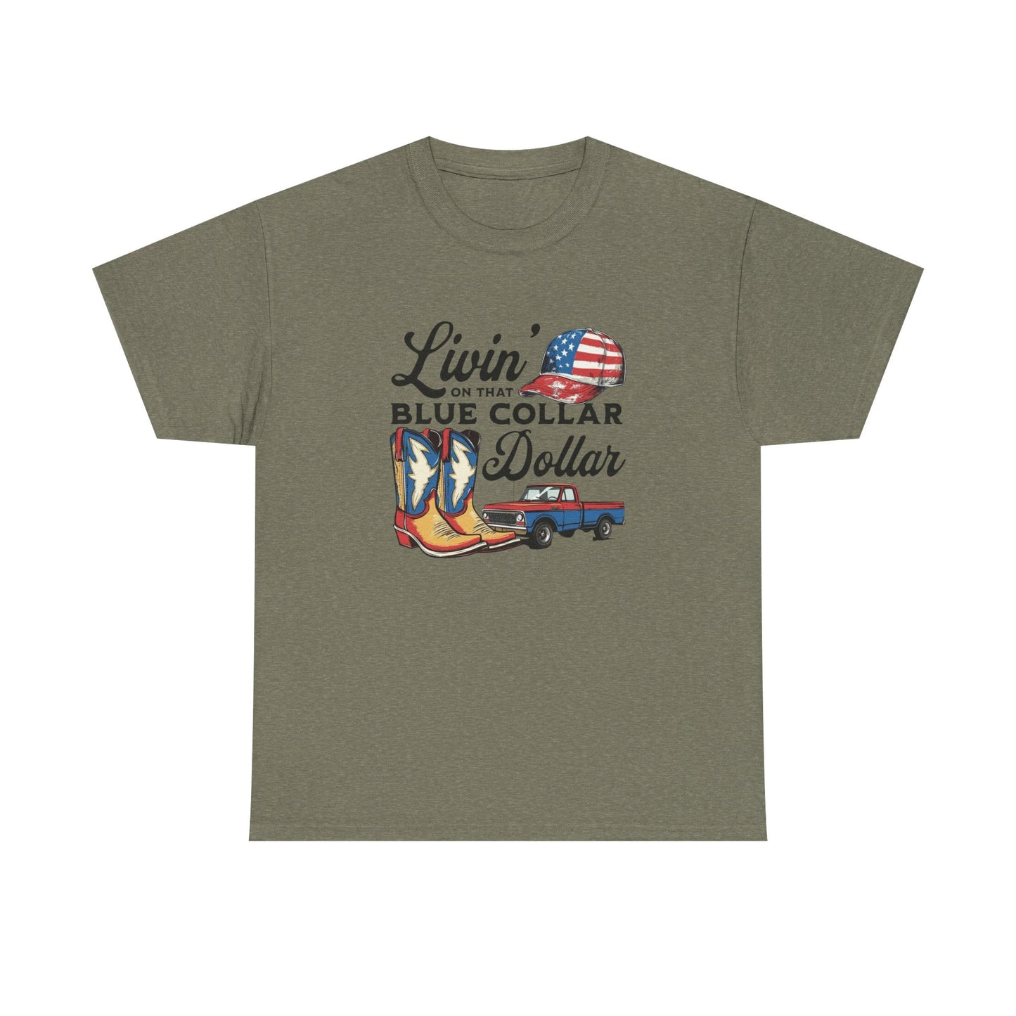 Living That Blue Collar Life Graphic T Shirt Unisex Heavy Cotton Tee Gift