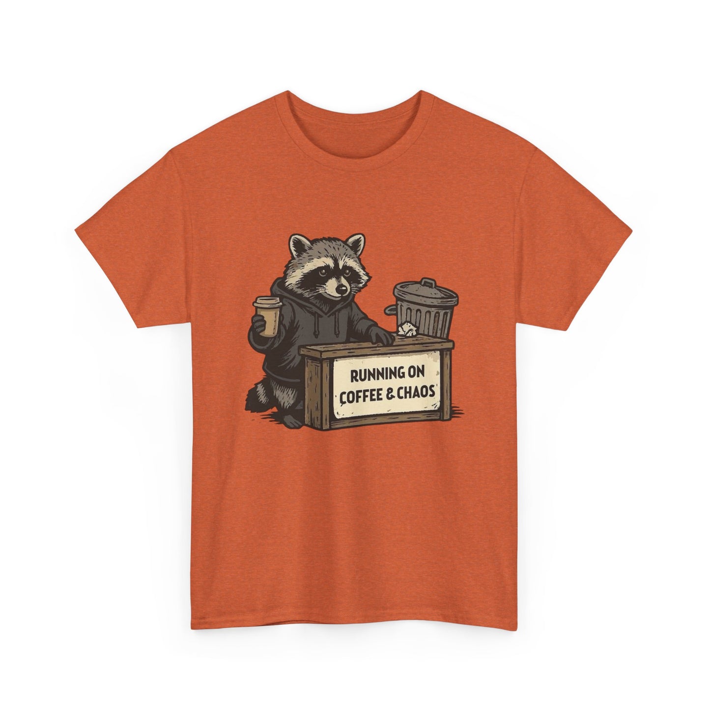 Running On Coffee And Chaos Funny Graphic T Shirt Heavy Cotton Tee Gift Vintage