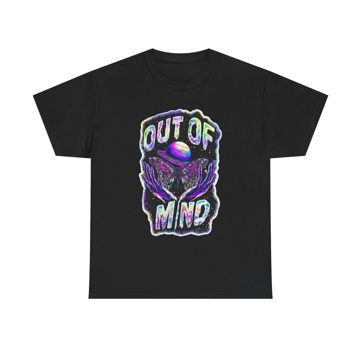 Out Of Mind Groovy Space Graphic T Shirt Unisex Heavy Cotton Tee