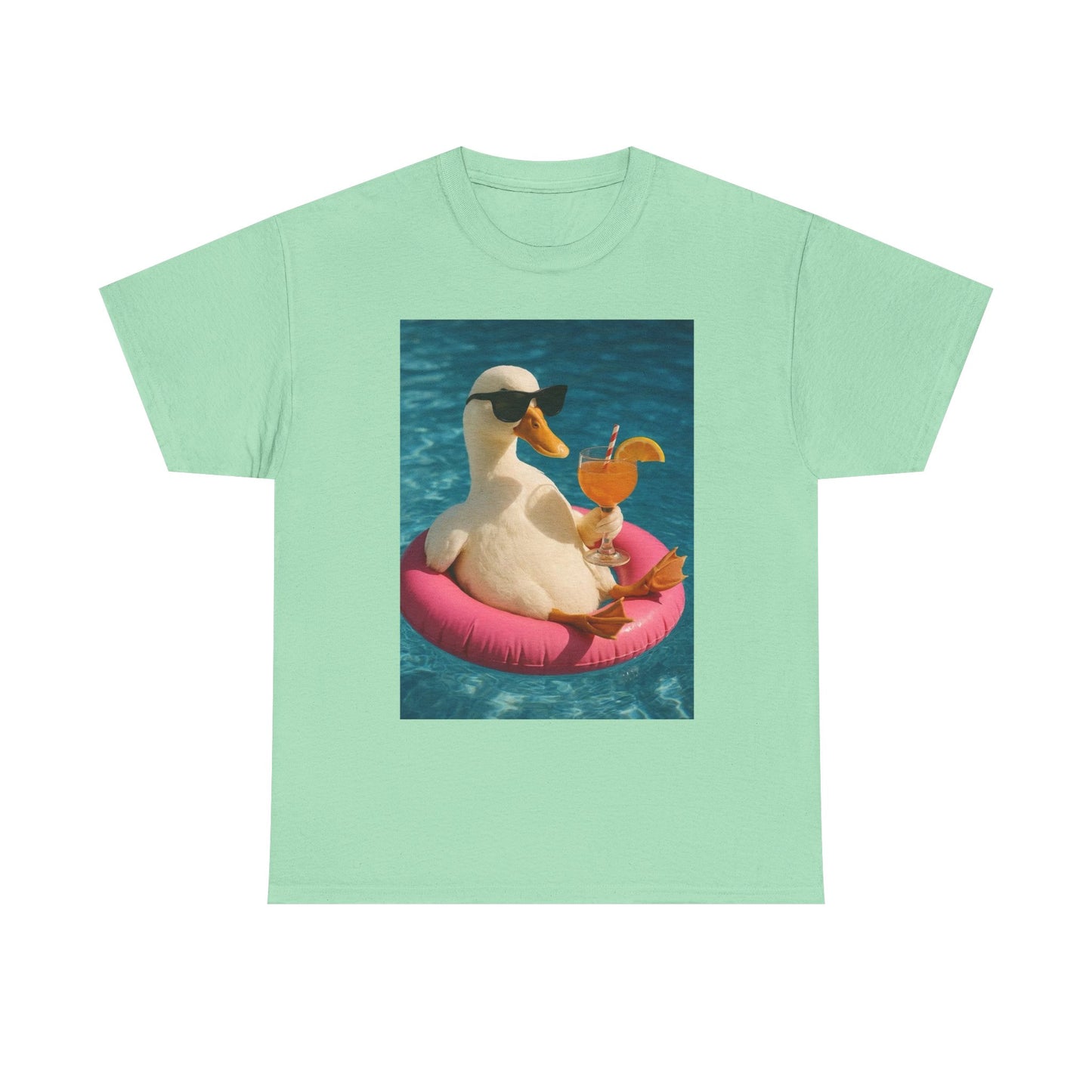 Duck On Vacation Funny Graphic T-Shirt Unisex Heavy Cotton Tee NEW