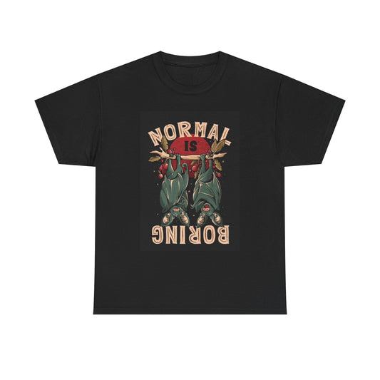 Normal Is Boring Graphic T Shirt Funny Bat Jokes Unisex Heavy Cotton Tee