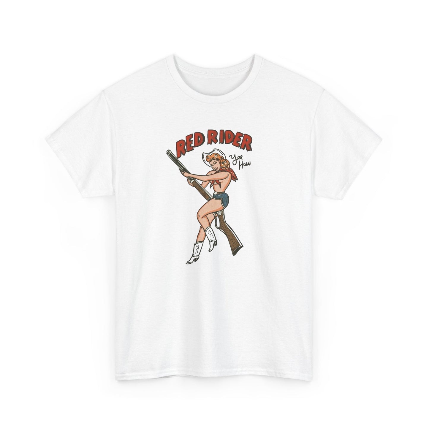 Red Rider Cowgirl Graphic T Shirt Unisex Heavy Cotton Tee GIFT NEW