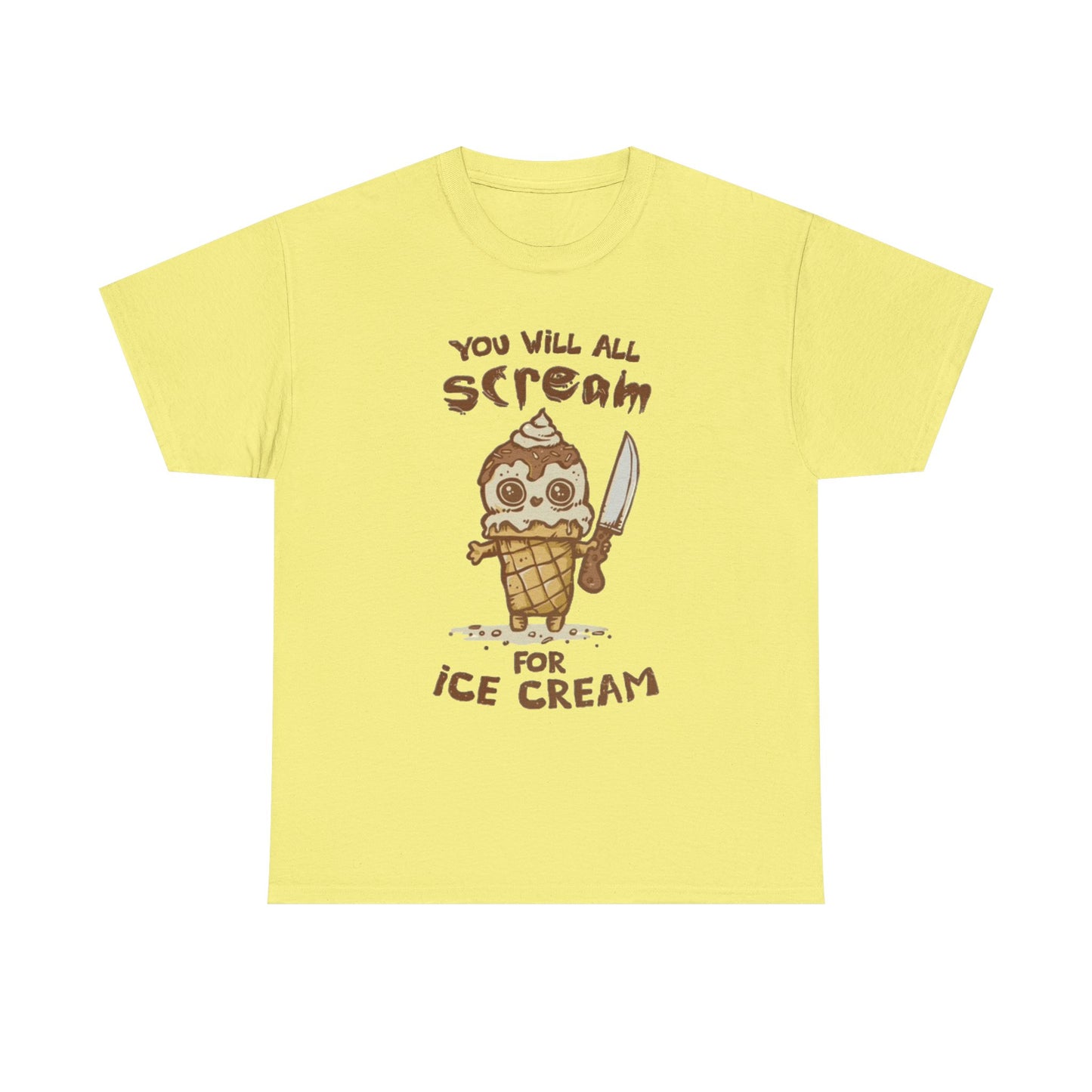 Scream For Ice Cream Funny Graphic T Shirt NEW Unisex Heavy Cotton Tee