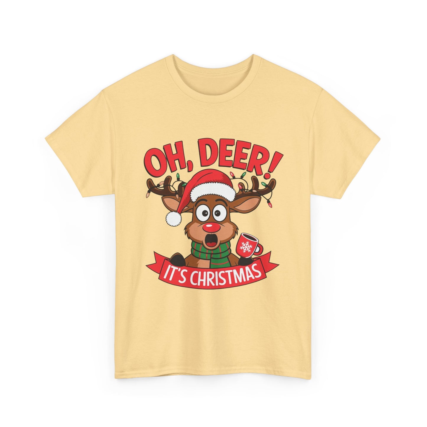 Oh Deer Its Christmas Graphic T Shirt NEW Unisex Heavy Cotton Tee