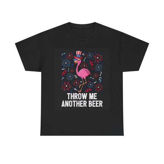 Throw Me A Beer Tshirt America July 4th USA Unisex Heavy Cotton Tee