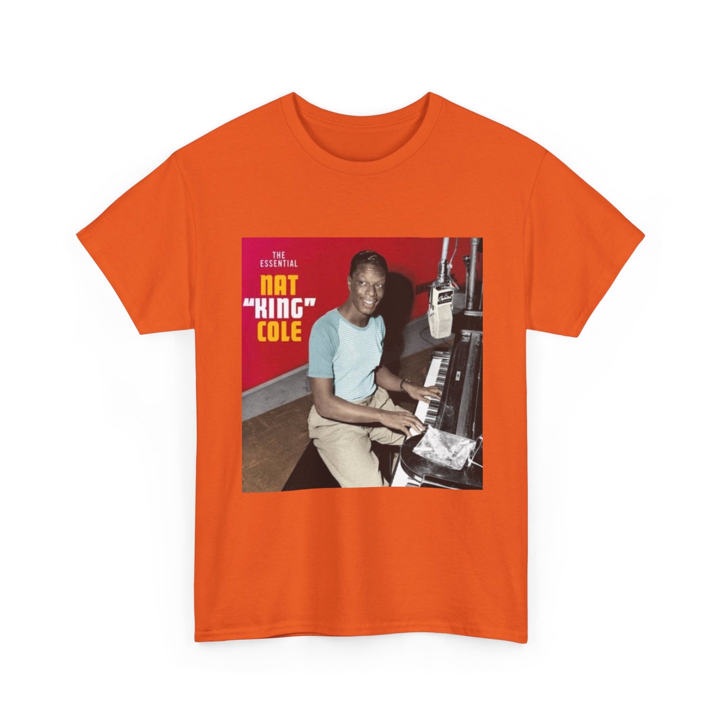 Nat King Cole Tshirt Vintage Piano Concert Poster retro Unisex Heavy Cotton Tee