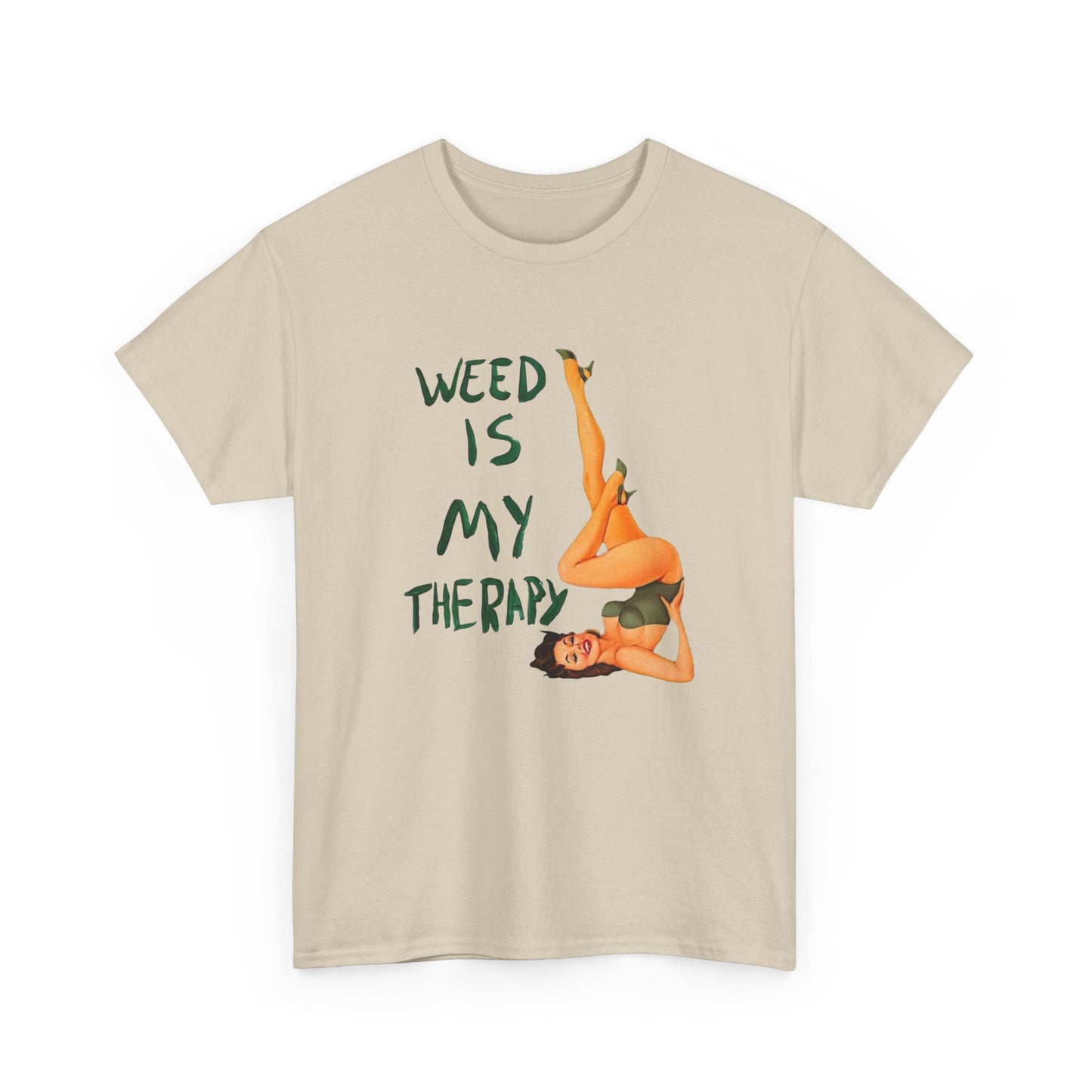 Weed Is My Therapy Graphic T Shirt Vintage Unisex Heavy Cotton Tee