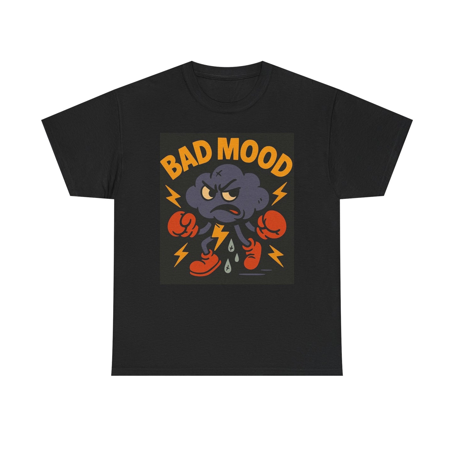 Bad Mood Graphic T Shirt Retro Cartoon Boxing Unisex Heavy Cotton Tee