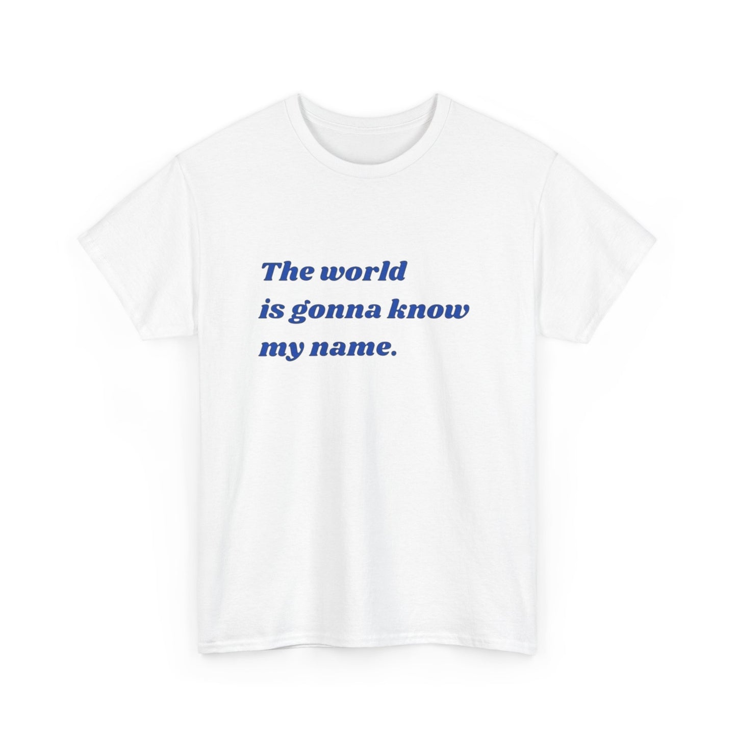 The World Is Gonna Know My Name Graphic T Shirt NEW ADULT Heavy Cotton Tee
