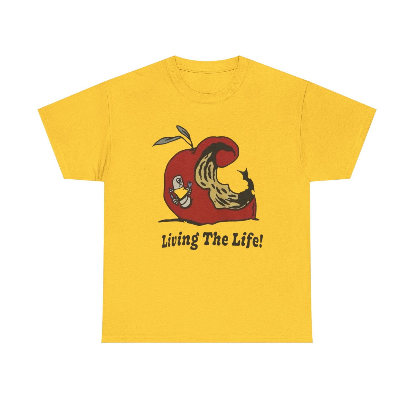 Living The Life Apple Vintage Graphic T Shirt ADULT NEW Heavy Cotton Tee