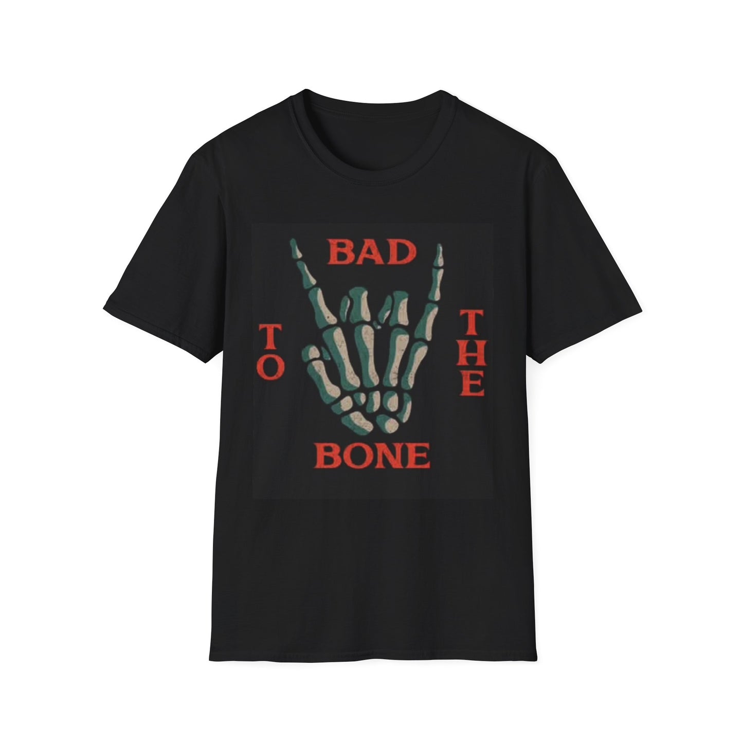 Bad To The Bone Graphic T Shirt Retro Skull Vintage Rock Unisex Softstyle