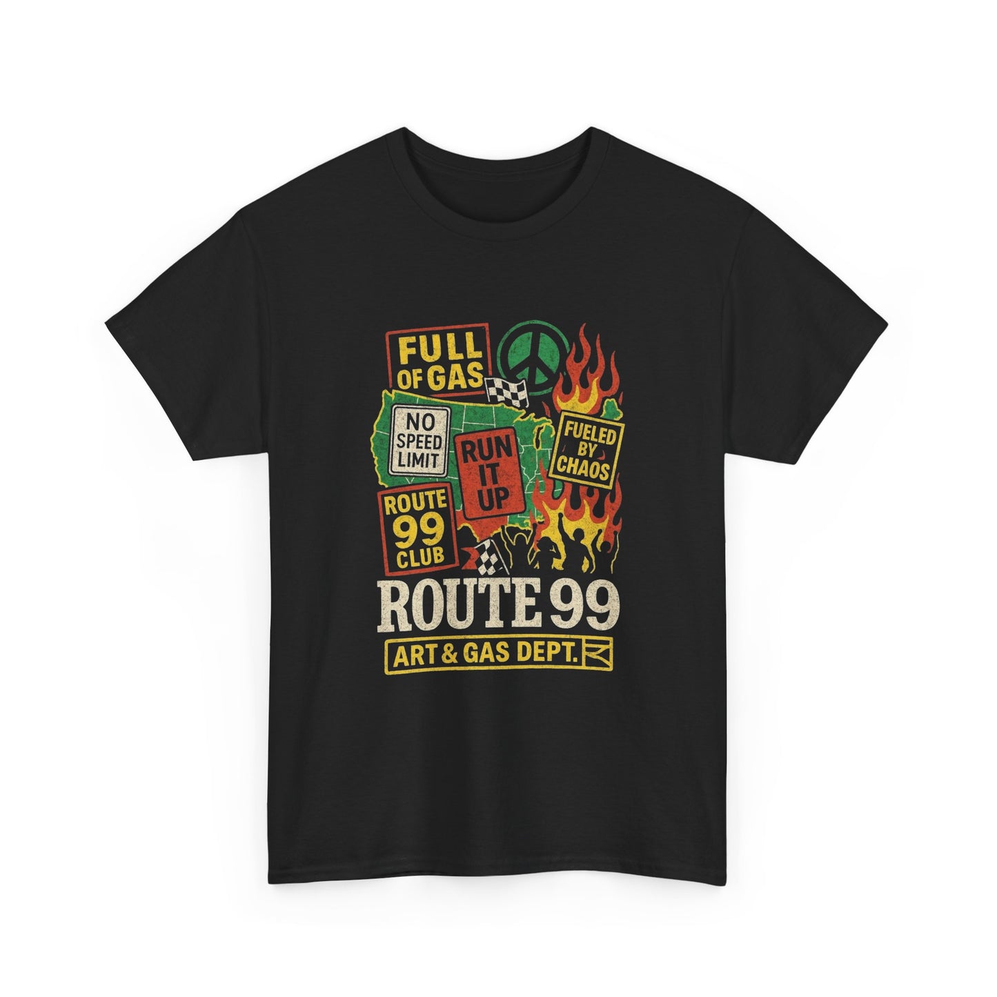 Route 99 Full Of Gas Graphic T Shirt Unisex Heavy Cotton Tee NEW Gift